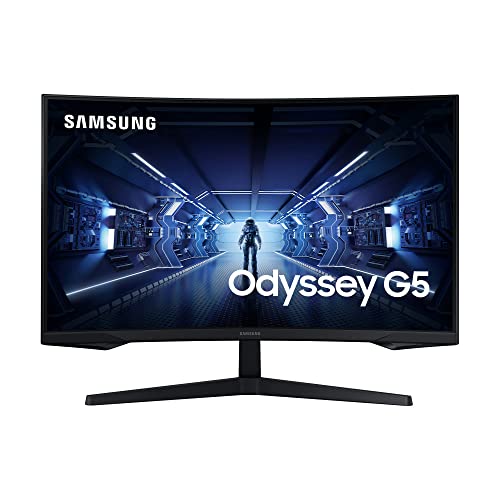 Samsung Odyssey G5 Curved WQHD Gaming Monitor C32G53T, 32 Zoll, VA-Panel, WQHD-Auflösung, HDR10, AMD FreeSync Premium, Reaktionszeit 1ms, Krümmung 1000R, Bildwiederholrate 144 Hz, Schwarz