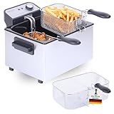 Sommertal XXL Doppel-Fritteuse mit Öl oder Fett – 3 Körbe, 5 Liter, 3000 Watt, Kaltzone, DF3270 – echte Edelstahl Fritteuse für knusprige Pommes