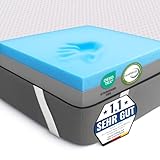 MKS 2-in-1 Gel Topper – Gelschaum Topper 160x200cm mit H3 & H4, 5-Schichten-System, Druckentlastung, Mesh-Seiten & Elastikbändern – Ideal für Seiten-, Rücken- & Bauchschläfer