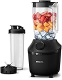 Philips Standmixer und Smoothie Maker – 450W, 1.9-Liter-Behälter, HomeID-App, 1 Geschwindigkeitsstufe + Impulsfunktion, ProBlend, Ice-Crush-Funktion und mobile Trinkflasche (HR2041/41)