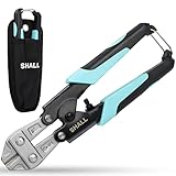 SHALL Mini-Bolzenschneider, 210mm/8-Zoll Heavy Duty Drahtschneider, zweifarbiger ergonomischer Griff, Sicherheitsschloss, Effizientere Hebel mit einstellbarer Öffnung, Gürteltasche enthalten
