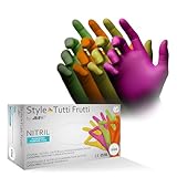 AMPri Nitrilhandschuhe, bunt, Farbenmix, 96 Stück/Box, Größe S, puderfrei, Style tutti frutti by Med-Comfort: Nitril Einmalhandschuhe, Einweghandschuhe in den Größen XS, S, M, L, XL