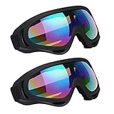 Vicloon Skibrille, 2 Stück Ski Snowboard Brille, UV-Schutz Goggle, Motocross Brille Helmkompatible, Anti-Fog Skibrille, Sportbrille für Skifahren Motorrad Fahrrad Skaten, Unisex