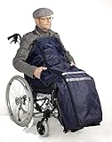 HeRo24 Rollstuhlsack Fußsack Schlupfsack Blau mit warmen Innenfutter Webpelz Polyester