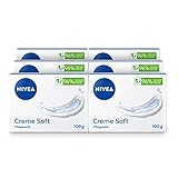 NIVEA Creme Soft Pflegeseife (6 x 100g), pflegende und feuchtigkeitsspendende Handseife mit Mandel-Öl, feste Seife für eine schonende Reinigung und sanfte Pflege