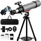 Aurosports Astronomisches Teleskop für Erwachsene - 90mm Öffnung 600mm Refraktor Teleskop für Kinder Anfänger kompaktes und tragbares Reiseteleskop mit Rucksack