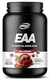 Wehle EAA Pulver 500g, feines Amino-Pulver mit 8 essentiellen Aminosäuren, Human Code Formel I Leckerer Geschmack & Top Löslichkeit - Vegan Zucker, Amino Workout Drink (500g, Cola Kirsche)