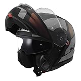 LS2 FF908 STROBE-II ORION FLIP-UP MOTORCYCLE MODULAR HELMET ECE2206 Certified, P/J Rated Motorbike Scooter Urban Touring Full Face Crash Helmet - Matt Black Purple Blue