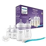 Philips Avent Babyflaschen Natural Response, Geschenkset für Neugeborene – 4 Babyflaschen, ultra soft Schnuller und Flaschenbürste, Babys von 0–12 Monaten und älter (Modell SCD838/11)
