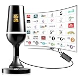TV-Antenne, Freeview Indoor-TV-Antenne mit 560+ Meilen Reichweite, 360° Empfang, TV-Antenne innen mit Signalverstärker und magnetischer Stützbasis, unterstützt 4K 1080P VHF/UHF/DAB Radio und alle