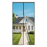 Fliegengitter Balkontür Magnet, 100x210cm Insektenschutz Balkontür 3.8cm Breites Klettband Stärkere Magneten Ohne Bohren für Wohnzimmer Terrassentür Schwarz