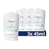 Dove Maximum Protection Deo-Creme Original Clean Anti-Transpirant mit wissenschaftlich nachgewiesenem Schutz vor Achselnässe 45 ml 3 Stück