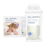ELERA Temp-Sensing Muttermilch-Aufbewahrungsbeutel – 200 ml, BPA-frei, Einweg-Muttermilch-Sammelbeutel mit doppeltem Reißverschluss, auslaufsicher, Milch, Gefrierschrank, Aufbewahrungstasche, Stillen