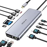Docking Station USB C Triple Display Dockingstation Dual HDMI Displayport, USB C Hub 2 Monitor Display Port Multiport Adapter Con 2 4K HDMI DisplayPort, RJ45, USB 3.1 10Gbps USB C Dock für Dell HP