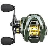 Hapihom Baitcasting-Rolle, 13 + 1 BB Rechts-/Linkshänder-Übersetzungsverhältnis 7,2: 1, Baitcasting-Rolle, Baitcasting-Angelrolle mit Metallgehäuse, 8 kg maximaler Widerstand Goldene Linke Hand