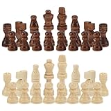 32 Stück Holz Schachfiguren, Tragbares Schachfiguren Brettspiel Set Ohne Schachbrett Reiseschach Chess Set Professionelle Schachfiguren Figuren Holz Schachspiel für Erwachsene Ohne Brett Party Schach