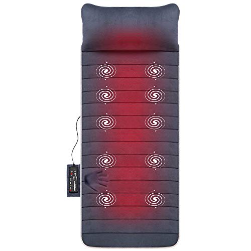 Snailax Memory-Foam Massagematte mit Wärmefunktion, Vibrationsmmassage und 6 Therapieheizkissen, elektrisches Ganzkörpermassagegerät zur Entlastung von Nacken, Rücken, Taille, Beinschmerzen, Geschenk