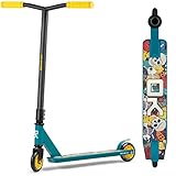 SOKE Stunt Scooter GO! Kick-Scooter mit ABEC 9 Kugellager Tretroller Trick Roller für Erwachsene und Kinder Zweirad Freestyle Cityroller | 2 Räder | Tragkraft 100kg (Blau, Gelb)