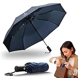 STYNGARD Regenschirm sturmfest - Taschenschirm mit Auf-zu-Automatik und Beschichtung gegen Feuchtigkeitsschäden - kurzer Griff - Modell BERGEN