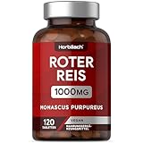 Roter Reis 1000mg | High in Monacolin K | Fermentierter Roter Reis | Monascus Purpureus | 120 Hochdosierte Tabletten | Vegane Red Yeast Rice | by Horbaach