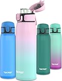 TAKWAY Kinder Trinkflasche auslaufsicher mit Fruchtsieb 600 m l- Tritan, BPA frei - Kohlensäure geeignet - Flasche für Schule, Sport (Rosa - Türkis)