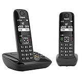 Gigaset AS690A Duo - 2 Schnurlose DECT-Telefone mit Anrufbeantworter - kontrastreiches Display - brillante Audioqualität - einstellbare Klangprofile - Freisprechfunktion - Anrufschutz, schwarz