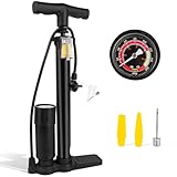 Fahrradpumpe, Luftpumpe Fahrrad mit 160psi Manometer, Bike Pump mit Presta und Schrader Ventilen, Standluftpumpe Fahrrad für Bike, Reifen, Ball, Fahrradluftpumpe Alle Ventile, Handpumpe Fahrrad