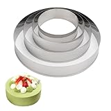 4 Stück Runder Tortenring Set Edelstahl Backrahmen Backringe Tortensäge Tortenringe Kuchenring Ausstechformen Kreis Plätzchen Ausstecher 7.5/9.5/12/15cm, Keksformen Cookie Cutter für Donut, Gebäck