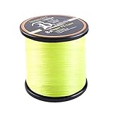 LSHEL Geflochtene Angelschnur 8fach 1000m PE Super Starke Geflochtene Schnüre, Gelb, 0.6# 0.12mm/6.8kg/15lb