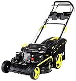 Craftfull Benzin Rasenmäher mit E-Start CR-196-10E | 4,4 KW 6 PS | 196cc OHV Motor | Mäher Garten - Selbstantrieb mit GT Leichtlaufgetriebe - 53 cm Schnittbreite in 8 Stufen (4,4 KW 6 PS 196cc Gelb)