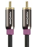 FosPower Premium Mono Subwoofer Kabel[3m Lang] RCA Audiokabel Koax/1 Cinch x 1 Cinchkabel/Soundkabel[24k Vergoldet|Mehrfach Geschirmt]