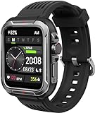 Yukigefe Smartwatch, 1,8-Zoll-Touchscreen-Smartwatch mit Alexa integriert, IP68 wasserdicht, Fitness-Tracker mit über 100 Sportmodi, Herzfrequenz-/Blutsauerstoff-/Stress-/Schlafmonitor (Schwarz)