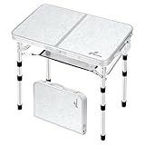 Sportneer Klappbarer Campingtisch, höhenverstellbar, Kleiner Klapptisch, tragbare Campingtische (60 cm L x 40 cm B (3 Höhen)) mit Netzschicht für Outdoor