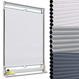 WOLTU Wabenplissee ohne Bohren Verdunklung Thermo Doppelplissee Klemmfix Zweifarbig 80x120cm Weiß-Weiß, Plissee Faltrollo Sonnen-, Sicht- & Schallschutz, Jalousie Plisseerollo für Fenster & Tür