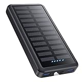 Pxwaxpy Power Bank 30800mAh, Solar Powerbank USB-C 15W PD 3.0A Schnellladung, 3 Outputs 3 Inputs Externer Akku mit LED-Taschenlampe Handy Akkupack für Camping Outdoor Kompatibel mit iPhone Samsung etc