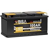 BSA Autobatterie 100Ah 12V 880A/EN +30% mehr Startkraft Starterbatterie Batterie ersetzt 85Ah 88Ah 90Ah 92Ah 95Ah