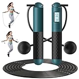 Audasi Schnurlose Springseile 2 in 1 beschwertes seilloses Springseil mit Zähler Smart Digital Gravity Springseil mit LCD-Display Portable Boxen Springseil für Erwachsene Kinder verbrennen Kalorien