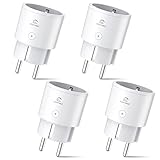 Alexa Steckdose 4er Pack, EIGHTREE Smart WLAN Steckdose mit Strommessung, Sprachsteuerung & Timer, Smart Home WiFi Steckdose funktioniert mit Alexa & Google Home
