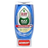 Fairy Max Power Handgeschirrspülmittel Antibakteriell, einfache und mühelose Reinigung, selbst bei den fettigsten Töpfen und Pfannen, 370ml