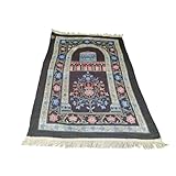 Muslimischer Teppich Gebetsteppich Quastenteppich 70 x 110 cm tragbar gewickelt Blumenmuster Gebet für Frauen