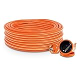KEL Verlaengerungskabel Fuer den Rasenmaeher, Kabel in orange Fuer den Einsatz im Aussenbereich IP44, Schuko, 3G1,5 mm², 20m