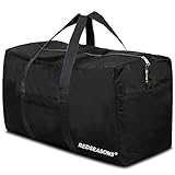 Extra Große,Faltbare Reisetasche mit Handschlaufe, Geeignet für Reisen wasserdichte Tragetasche, Camping（Schwarz）