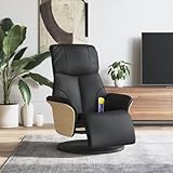 Homgoday Massagesessel mit Fußteil Fernsehsessel Relaxsessel Ruhesessel Polstersessel Liegesessel TV Sessel, für Wohnzimmer Schwarz Kunstleder
