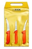 F. DICK Messer Set ErgoGrip 3-teilig „Jagd Outdoor“ (Aufbrechmesser 15 cm, Ausbeinmesser geschweift starr 13 cm, Ringelmesser gerade 10 cm, HRC 56°) 82556200, Orange