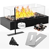 NEU! Tischkamin [3h Brenndauer] | Tischfeuer Set für Indoor und Outdoor | Ethanol Tischkamin mit Einstellbare Flamme und 4-Fach-Sicherheitsglas | Bioethanol Tischkamin | Terrassenfeuer | Balkon Deko