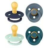 BIBS Colour Schnuller 4er-Pack, BPA-frei, Kirschform Nippel. Naturkautschuk/Latex, Hergestellt in Dänemark. 0-6 Monate (4er Pack), Baby Boy Colours