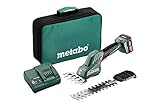 Metabo Akku-Strauch- und Grasschere PowerMaxx SGS 12Q (601608500) 12V, präzise Formschnitte + Rasenkanten, mit Akku und Ladegerät + Werkzeugtasche