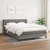 OHOOWOO Boxspringbett mit Matratze Dunkelgrau 140x200 cm Stoff,Entspannende Nachtruhe: Hochwertiges Boxspringbett mit Taschenfederkernmatratze