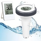 Aaiwtd Pool thermometer funk,IP67 Wasserdicht poolthermometer schwimmend mit Indoor Temperatur Monitor,Wireless Digital Pool Thermometer für 100m Reichweite für Schwimmbäder Aquarium Badewannen Teich