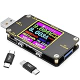 YEREADW USB Tester Messgerät USB C Strommessgerät Power Meter Digital Multimeter, Voltmeter Spannung Strom, Ladestrom Leistungskapazität Detektor Amperemeter mit Typ-C Adapter (A3)